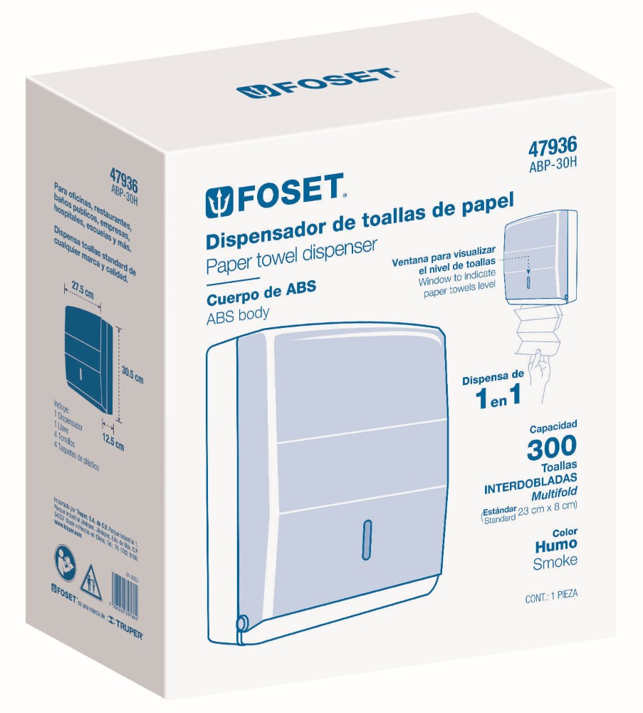 DISPENSADOR ABS P/TOALLAS DE PAPEL HUMO