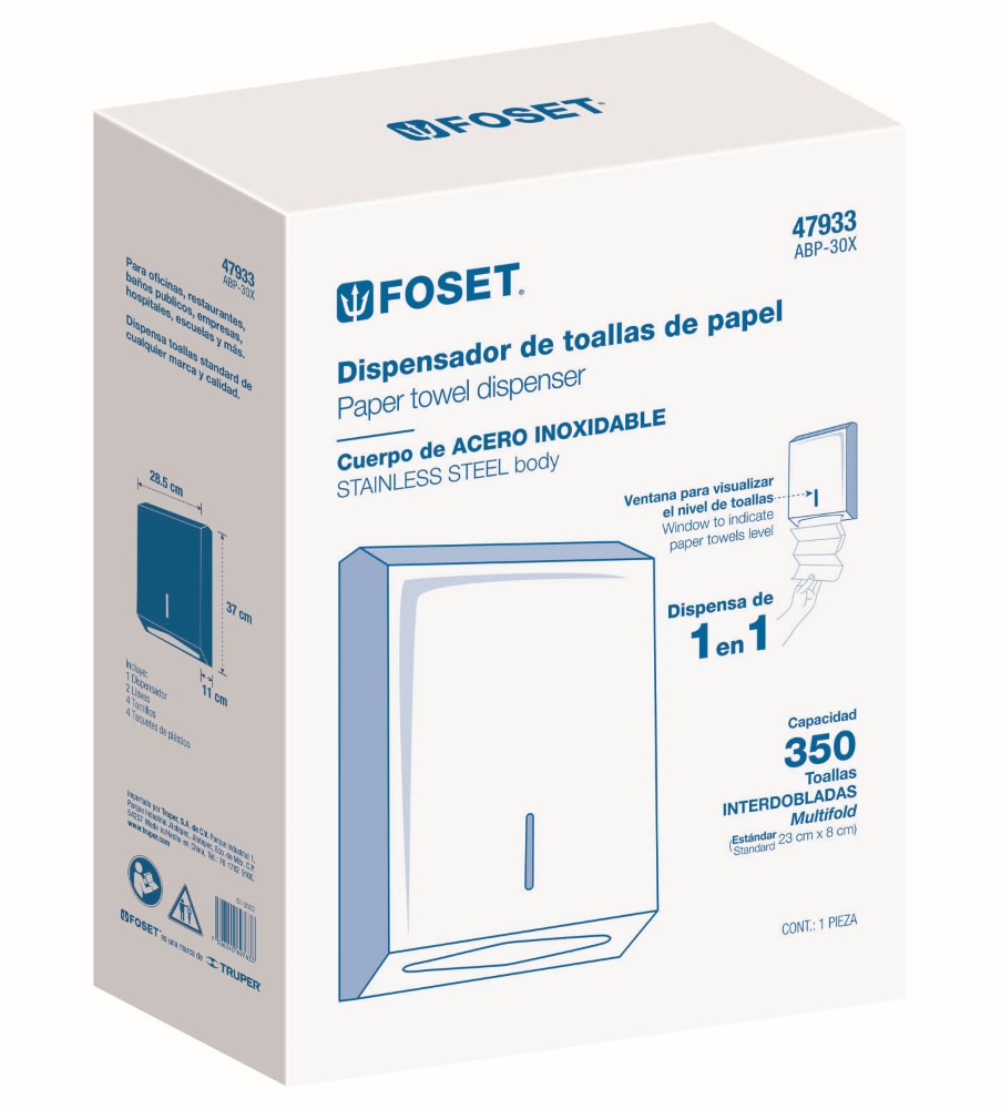 DISPENSADOR ACERO INOX P/TOALLAS PAPEL