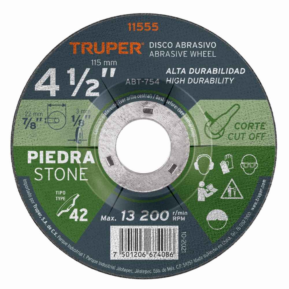 DISCO CORTE PIEDRA 4-1/2 1155 TRUPER