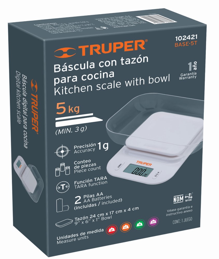 BASCULA DIGITAL C/TAZON 5KG