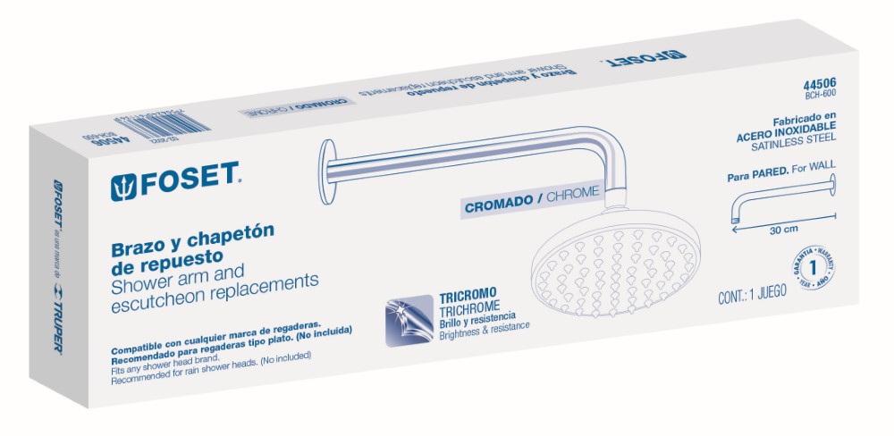 BRAZO Y CHAPETON REPUESTO REGADERA AQUA