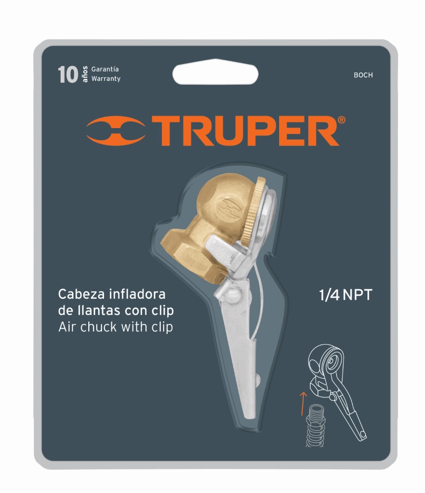 INFLADOR LATON CLIP 1/4 NPT TRUPER BOCH