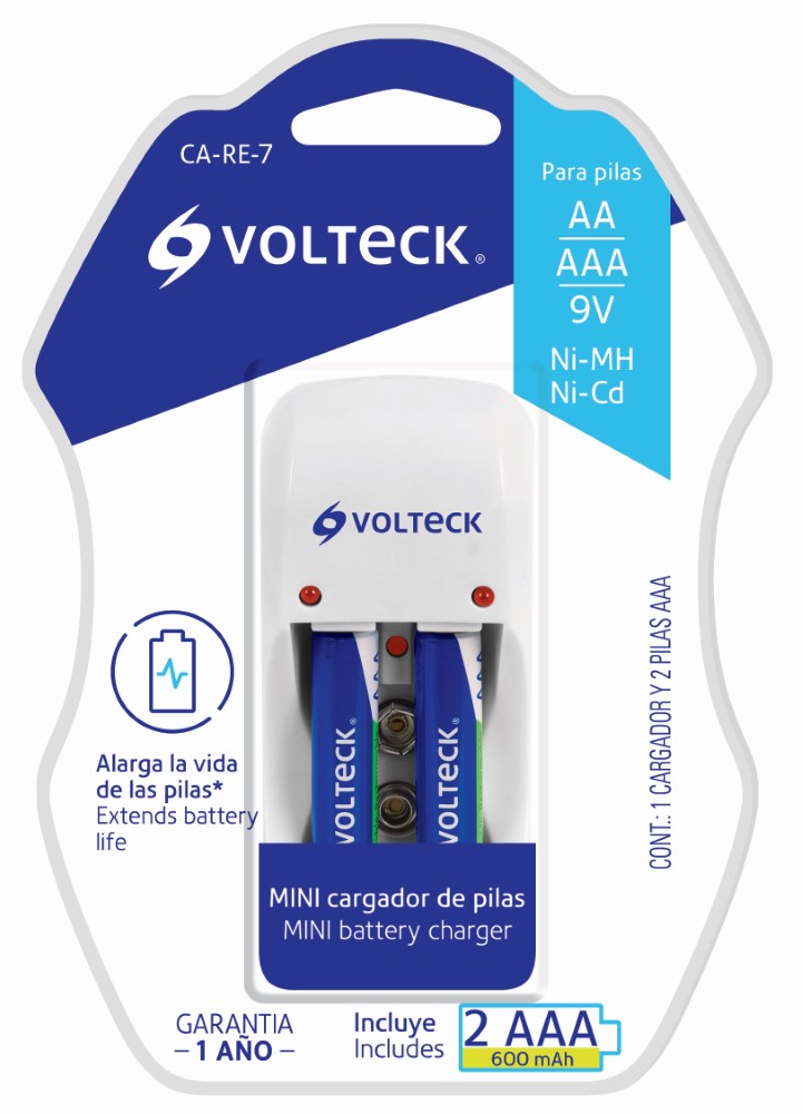 CARGADOR PILAS AA AAA Y 9V 2 PILAS