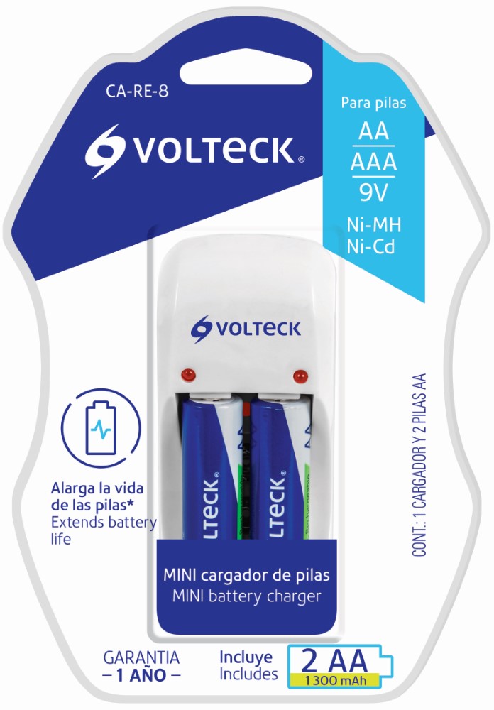 CARGADOR PILAS AA AAA Y 9V 2 PILAS