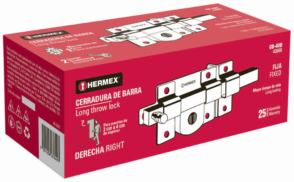 CERRADURA BARRA FIJA DERECHA CAJA