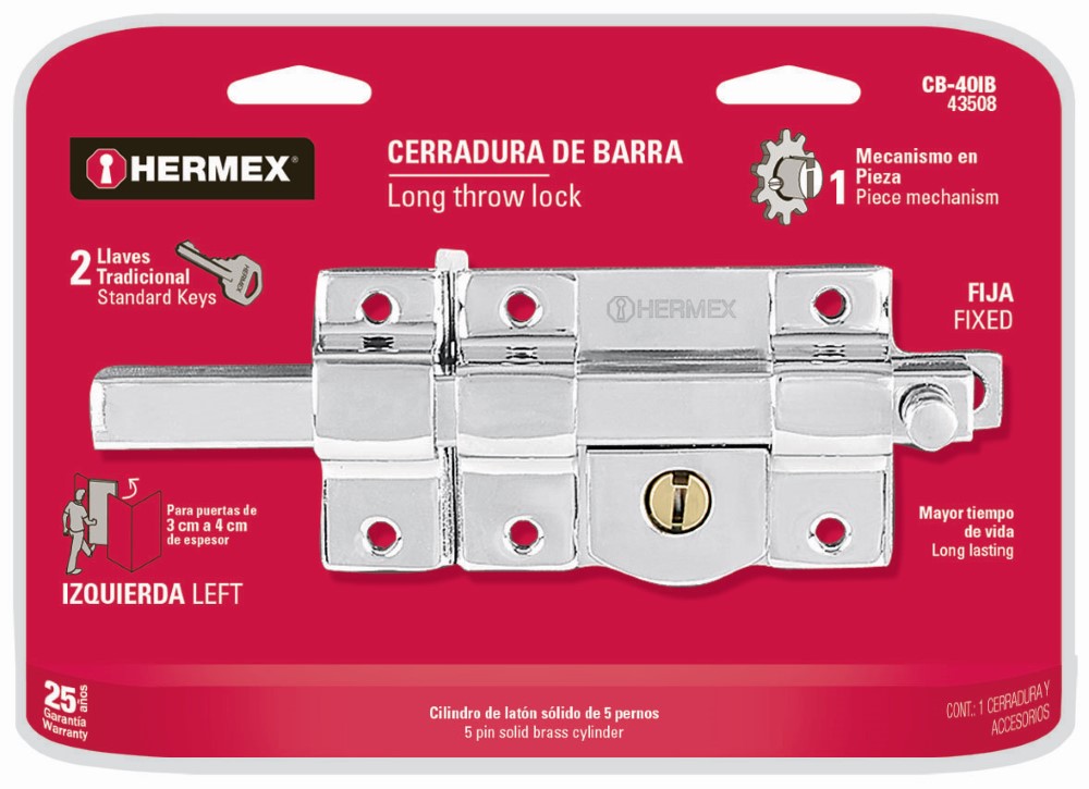 CERRADURA BARRA FIJA IZQUIERDA BLISTER