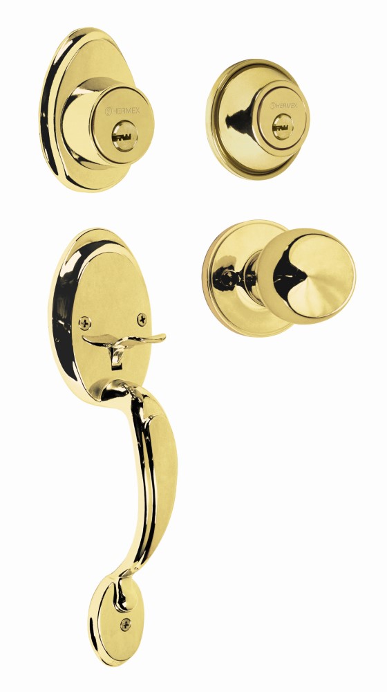 CERRADURA ENTRADA LATON BRILLANTE DOBLE