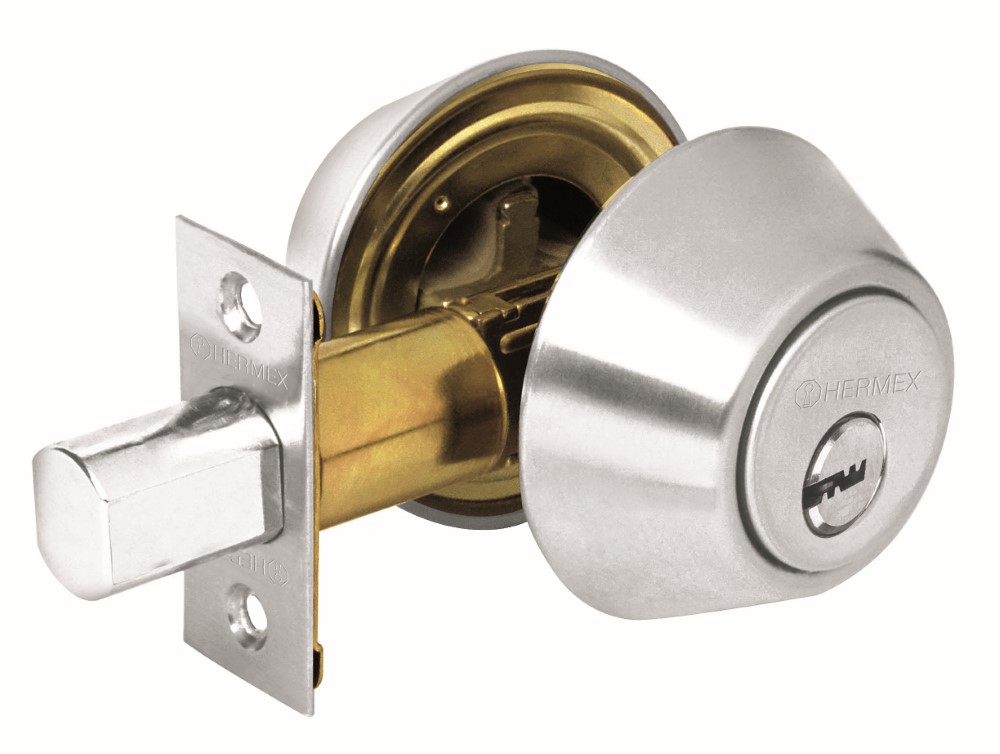 CERROJO CROMO MATE DOBLE CILINDRO