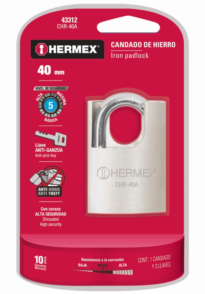 CANDADO HIERRO CORAZA 40MM