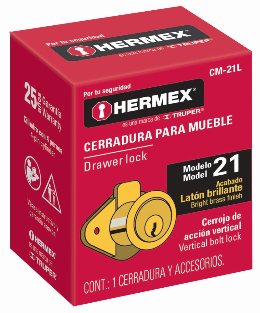 CERRADURA MUEBLE MODELO 21 LATON 43566