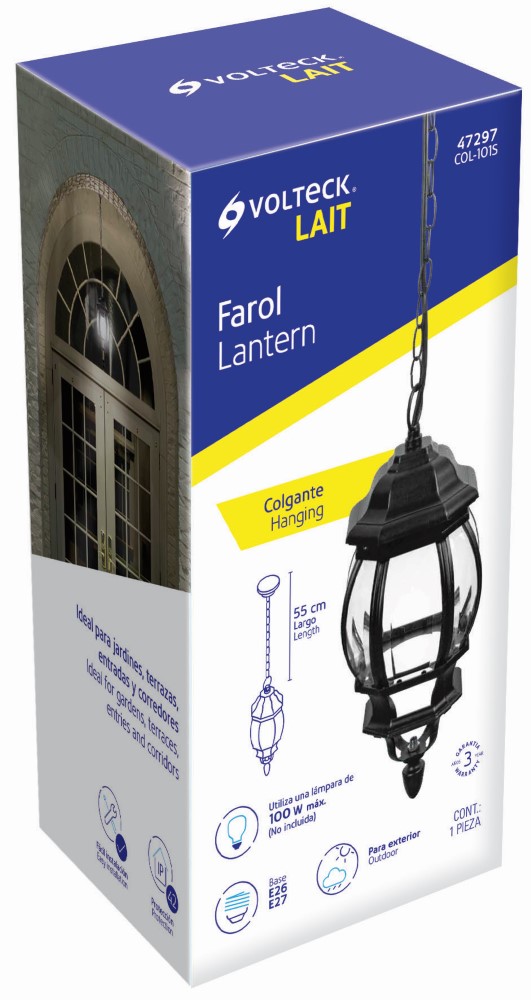 ARBOTANTE FAROL COLGANTE NEGRO