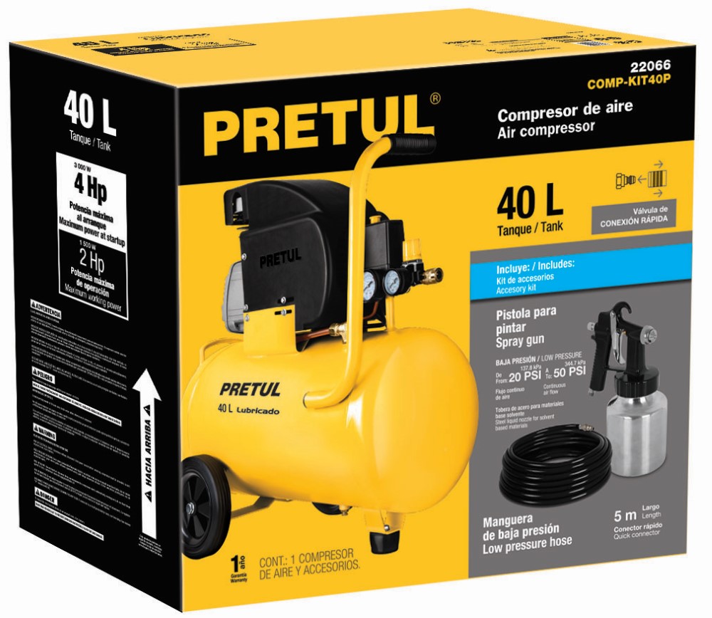 COMPRESOR 40L KIT PISTOLA PRETUL