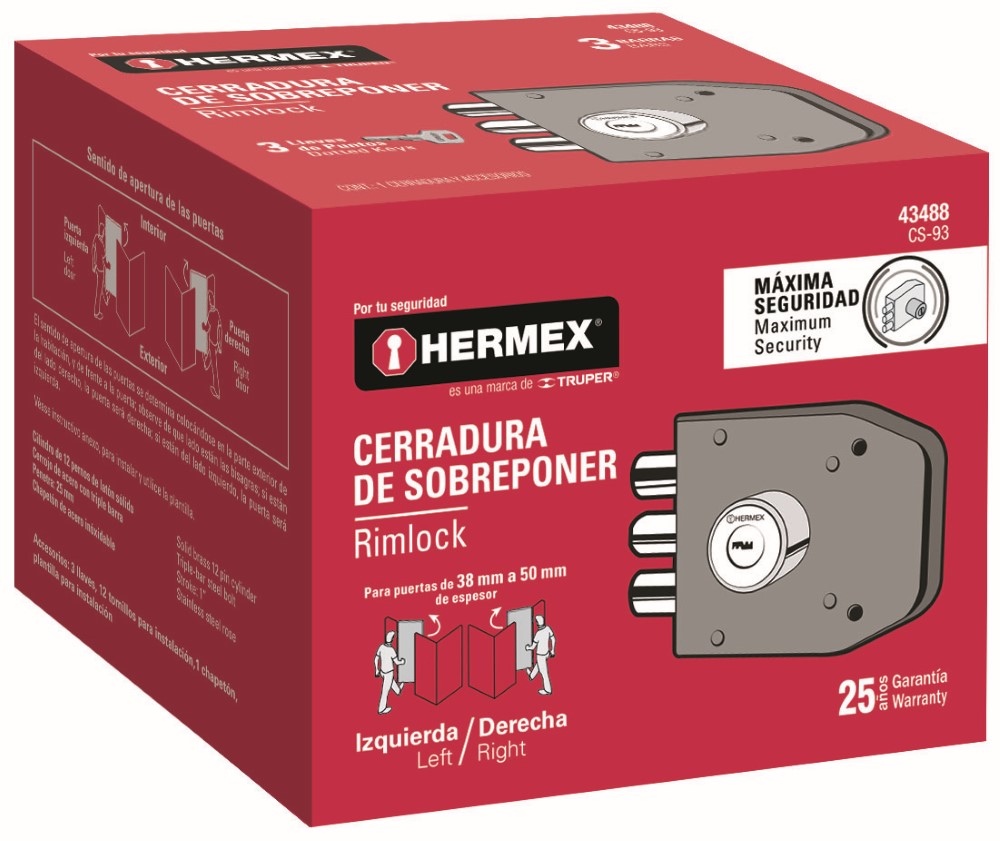 CERRADURA SOBREPONER 3 BARRAS