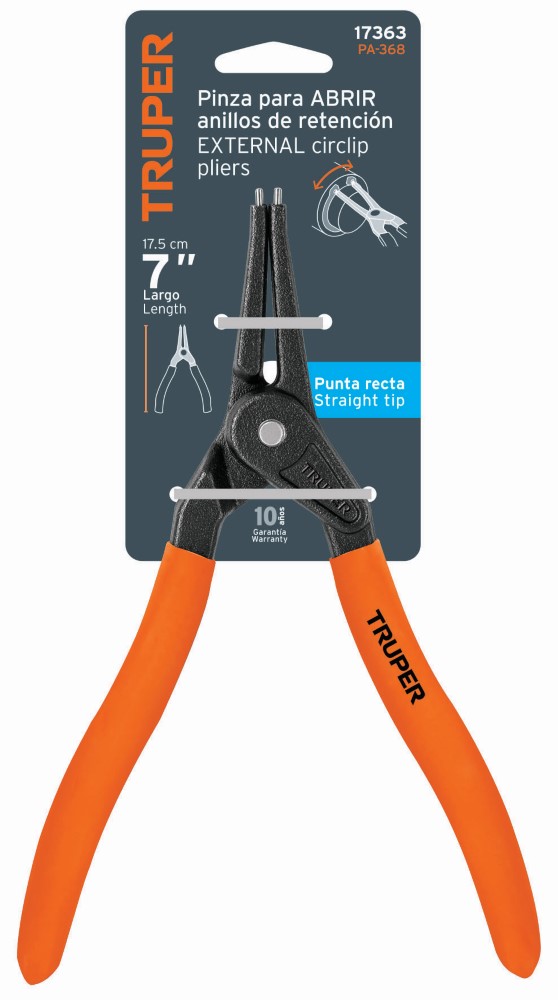 PINZA PUNTA RECTA ABRE ANILLOS 180MM