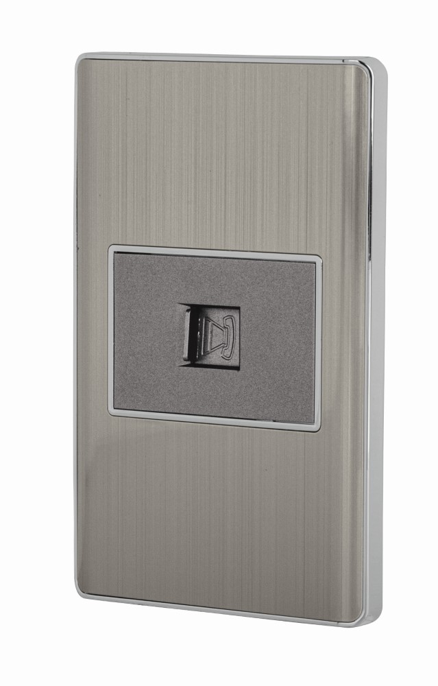 PLACA ARMADA ACERO INOX 1TOMA TEL 1.5MOD
