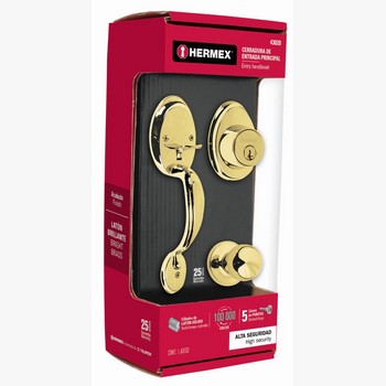 CERRADURA ENTRADA LATON BRILLANTE DOBLE