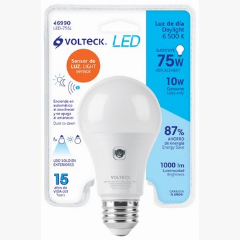 LAMPARA LED T/BULBO A19 10W C/SENSOR LUZ