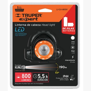 LINTERNA PARA CABEZA 4 PILAS AA 800 LUME